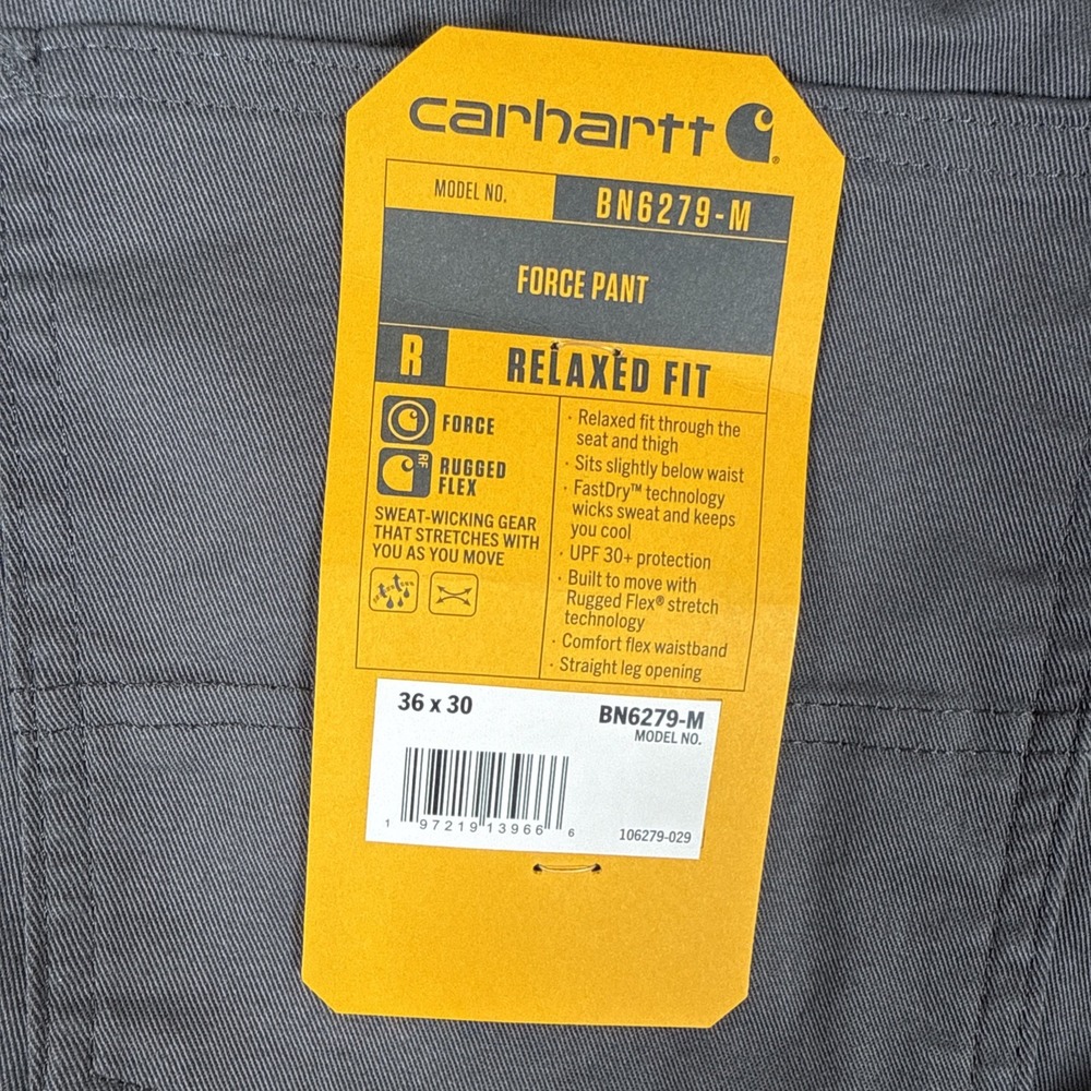 Carhartt Force Pant Khaki Men's 36x30 Gray Relaxed Fit Work - Picture 6 of 9